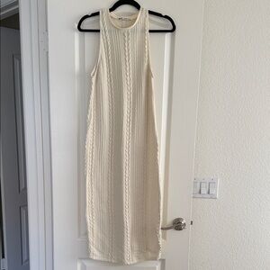 Zara Cream Textured Midi Dress
